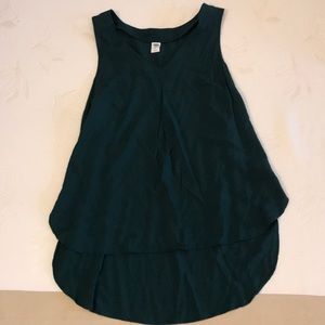 Emerald high low V neck tank